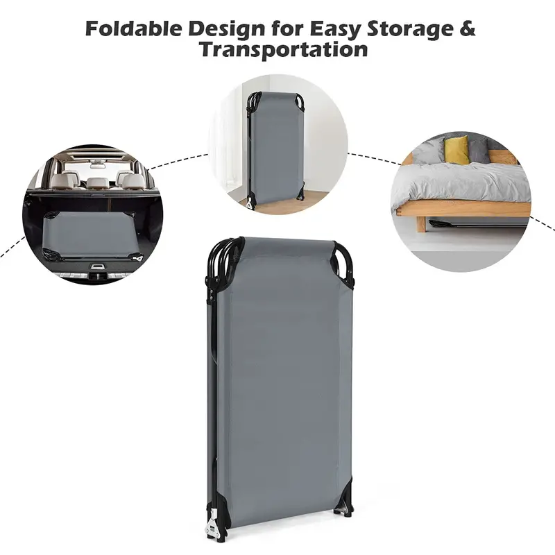 Heavy-Duty Collapsible Camping Cot – Reinforced Steel Frame & Compact Fold
