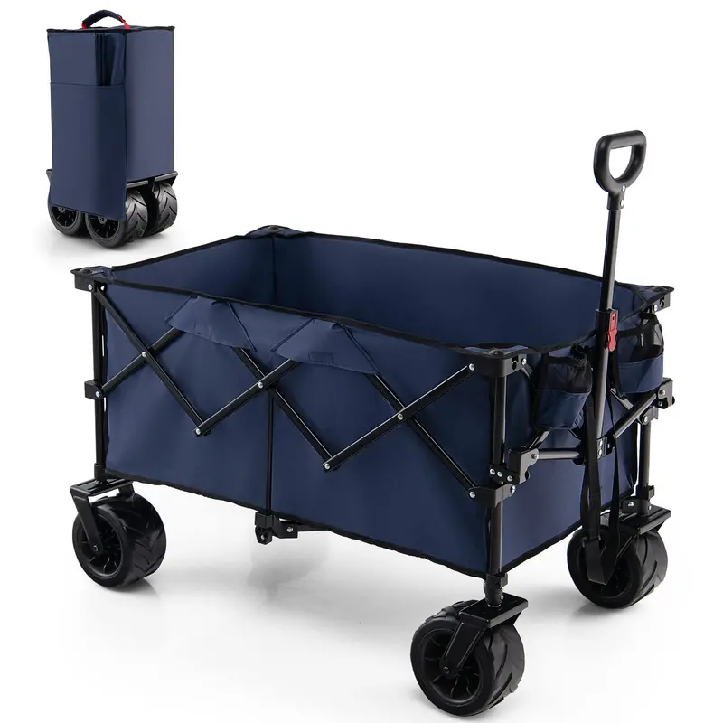 Heavy-Duty Collapsible Utility Wagon with Adjustable Telescoping Handle