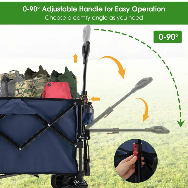 Heavy-Duty Collapsible Wagon – Foldable Utility Cart with Height-Adjustable Handle for Hauling Gear 2