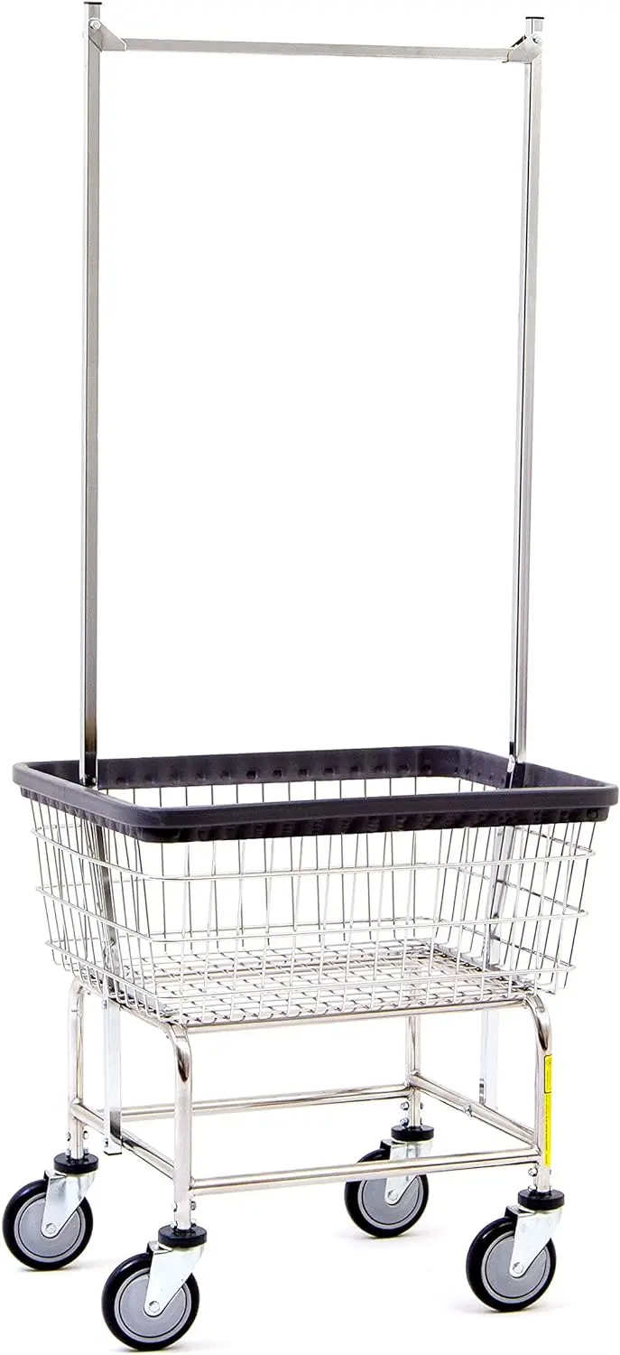 Heavy-Duty Double-Rod Wire Laundry Cart for Home or Commercial Use