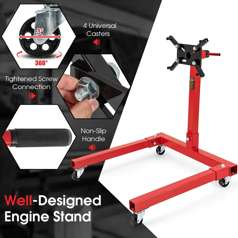 Heavy-Duty Engine Stand – 1500 lb Capacity Motor Support with Four Swivel Casters