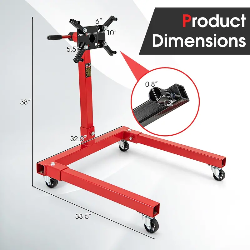 Heavy-Duty Engine Stand – 1500 lb Capacity Motor Support with Four Swivel Casters