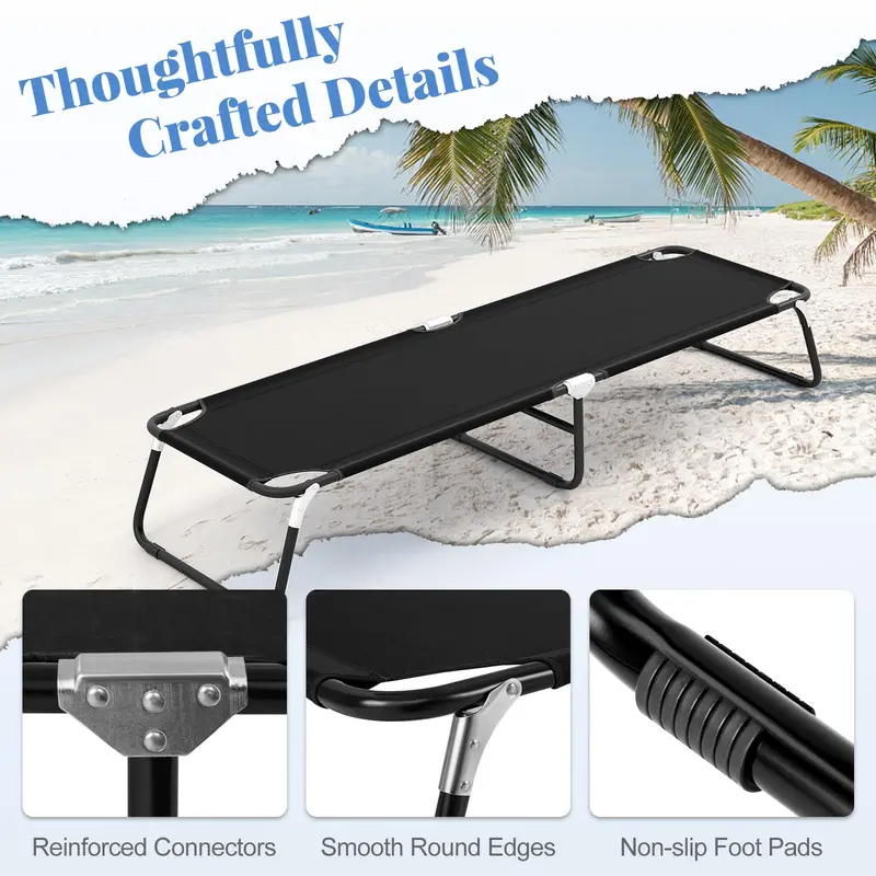 Heavy-Duty Foldable Camping Cot with Non-Slip Feet for Adults & Kids 2