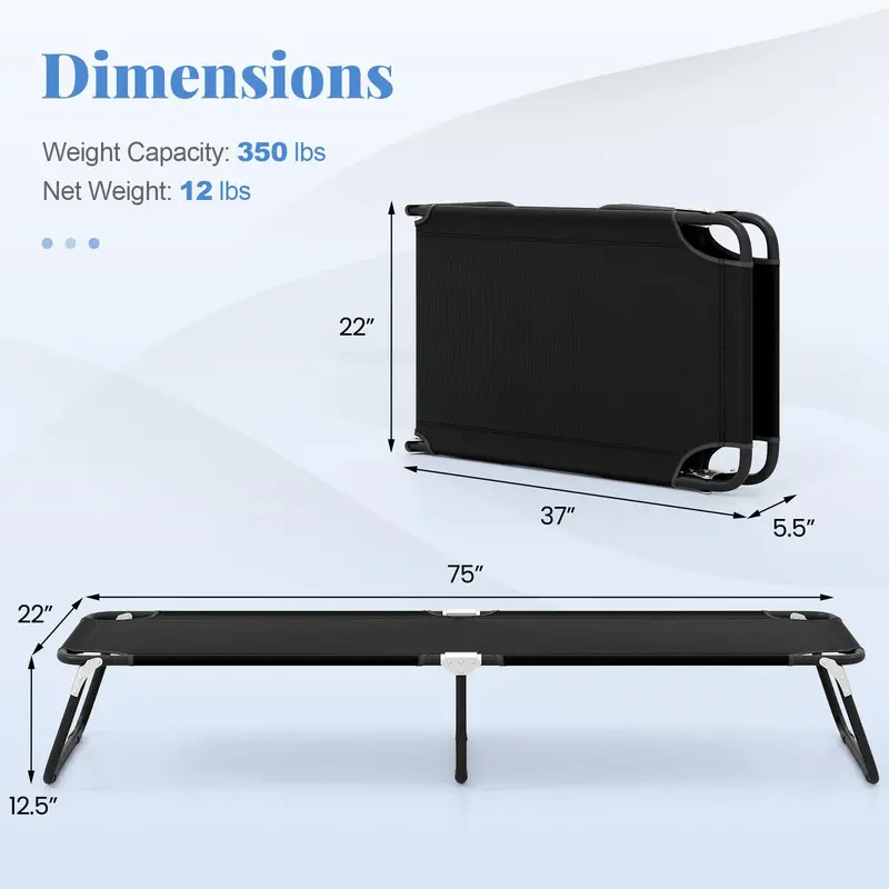 Heavy-Duty Foldable Camping Cot with Non-Slip Feet for Adults & Kids