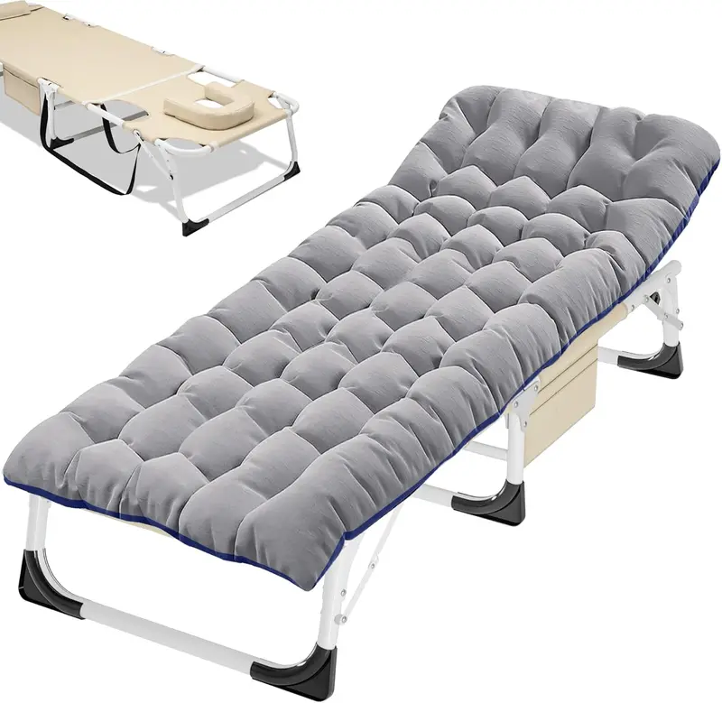 Heavy-Duty Folding Camping Cot – Detachable Padded Mattress, 900 lb Load Limit