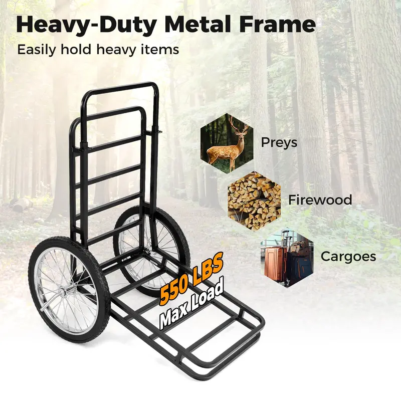 Heavy-Duty Folding Deer Cart – 550-LB Capacity with 20-Inch All-Terrain Wheels
