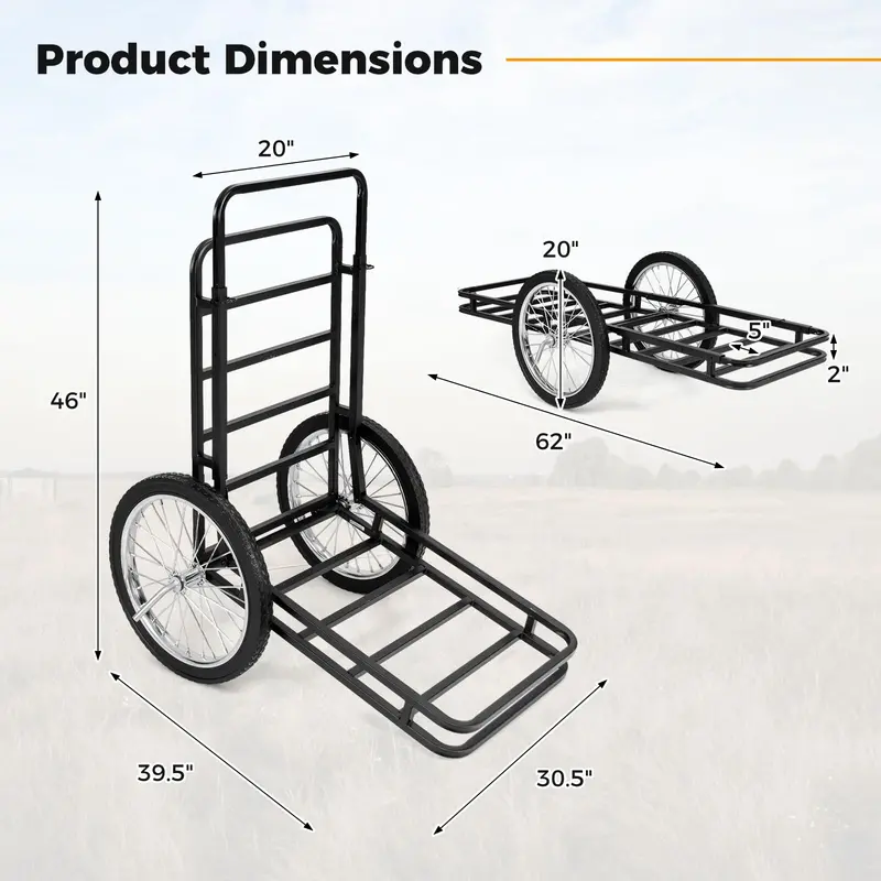 Heavy-Duty Folding Deer Cart – 550-LB Capacity with 20-Inch All-Terrain Wheels