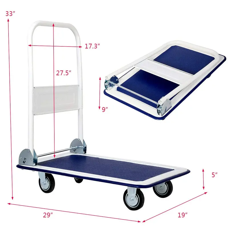 Heavy-Duty Folding Platform Cart – 330-LB Capacity Rolling Flatbed Utility Carrier