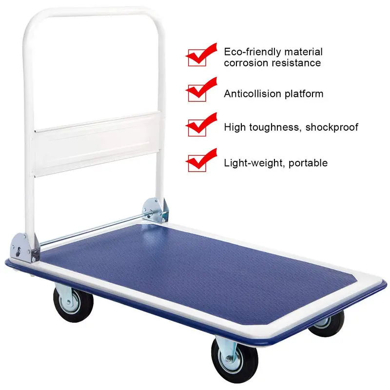 Heavy-Duty Folding Platform Cart – 660 LB Capacity Flatbed Dolly with Smooth-Rolling Casters