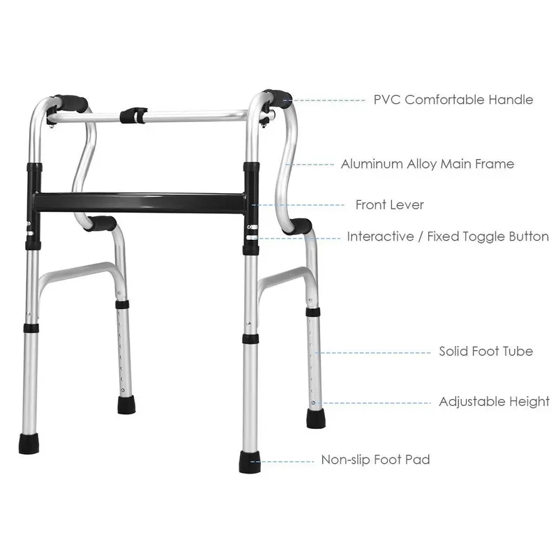 Heavy-Duty Folding Walker – FDA-Certified Support Frame with Toilet Armrests (400 LB Capacity)