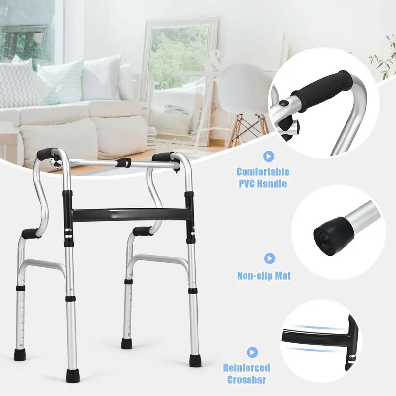 Heavy-Duty Folding Walker – FDA-Certified Support Frame with Toilet Armrests (400 LB Capacity)