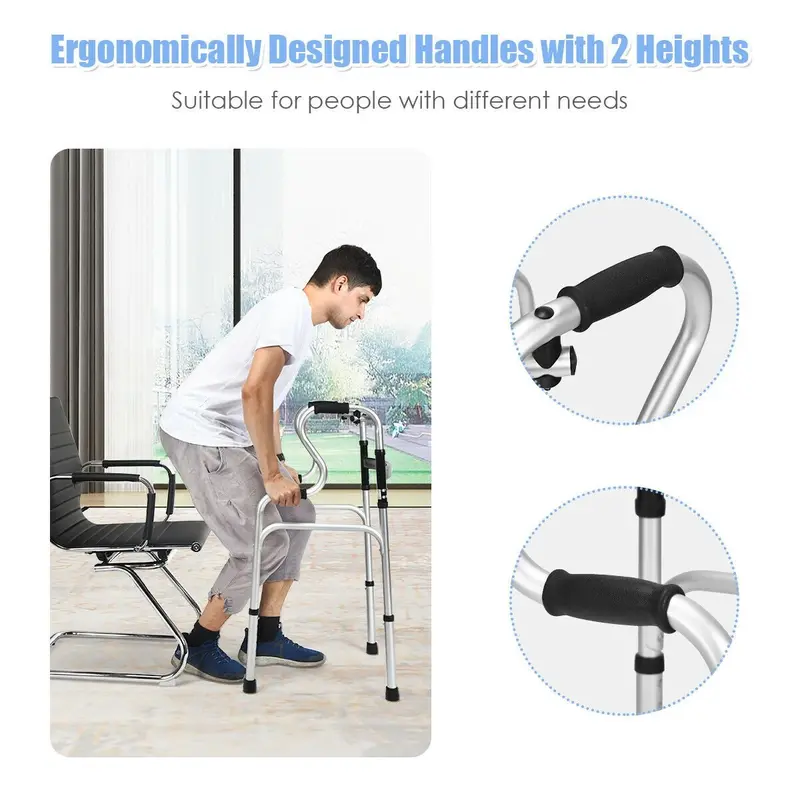 Heavy-Duty Folding Walker – FDA-Certified Support Frame with Toilet Armrests (400 LB Capacity)