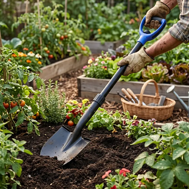 Heavy-Duty Garden Spade – Fiberglass-Shafted Steel Shovel for Tough Soil Conditions