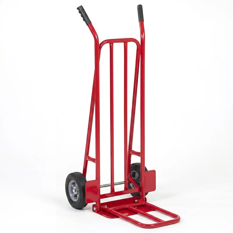 Heavy-Duty Hand Truck Dolly – Metal Moving Cart with Dual Fold-Down Nose Plates & Reinforced Frame 2