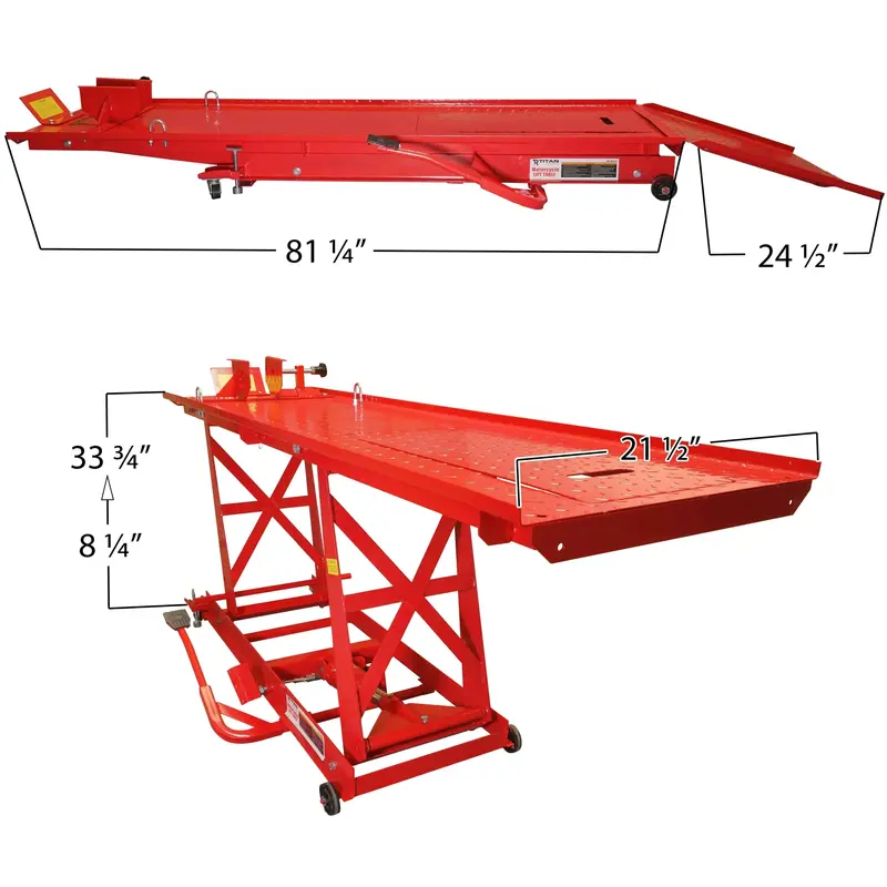 Heavy-Duty Hydraulic Motorcycle Lift Table – 1,000-Pound Capacity, Extra-Long Platform