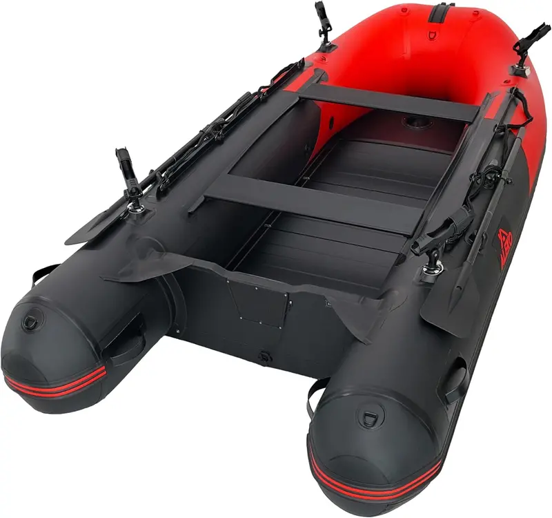 Heavy-Duty Inflatable Dinghy – 2024 Aluminum-Floor Tender Boat with Oars, Rod Holders, and Multi-Passenger Capacity