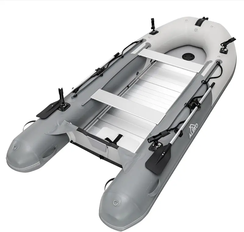 Heavy-Duty Inflatable Dinghy – 2024 Aluminum-Floor Tender Boat with Oars, Rod Holders, and Multi-Passenger Capacity