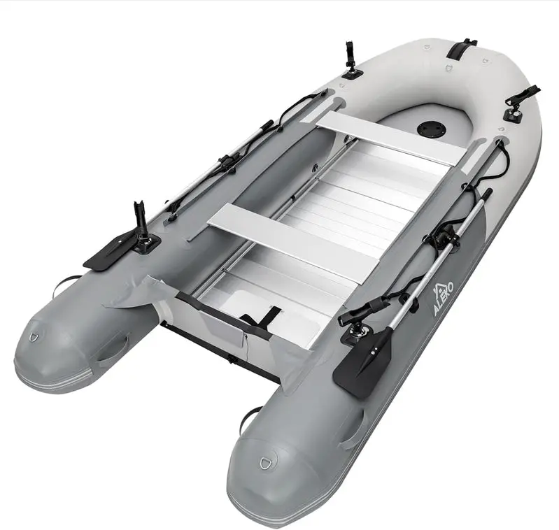 Heavy-Duty Inflatable Dinghy – 2024 Aluminum-Floor Tender Boat with Oars, Rod Holders, and Multi-Passenger Capacity