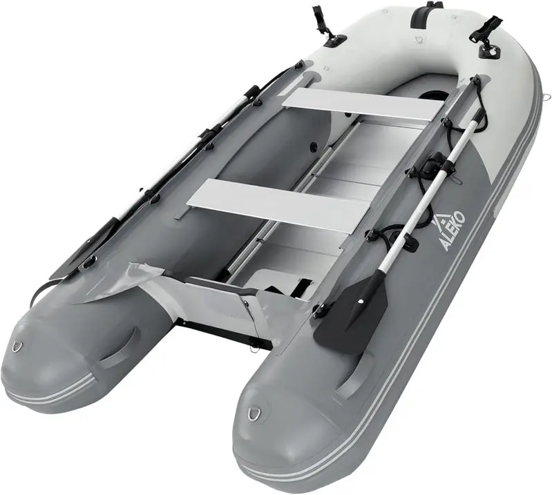 Heavy-Duty Inflatable Dinghy – 2024 Aluminum-Floor Tender Boat with Oars, Rod Holders, and Multi-Passenger Capacity