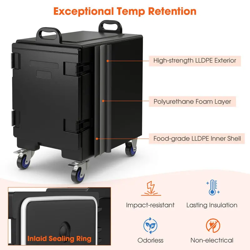 Heavy-Duty Insulated Food Pan Carrier – Holds Five Full-Size Gastronorm Pans, Thermal Retention Design