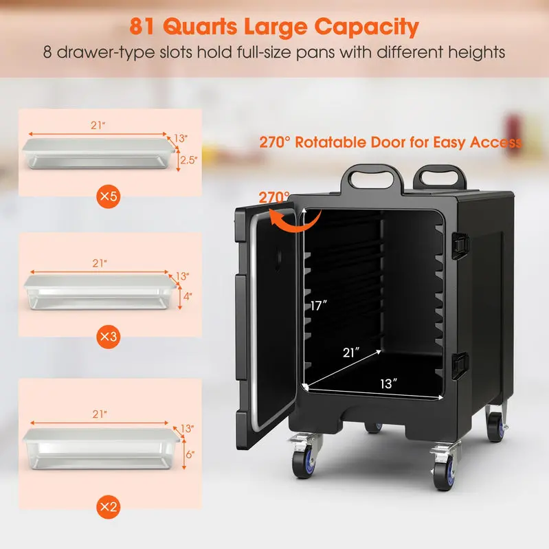 Heavy-Duty Insulated Food Pan Carrier – Holds Five Full-Size Gastronorm Pans, Thermal Retention Design