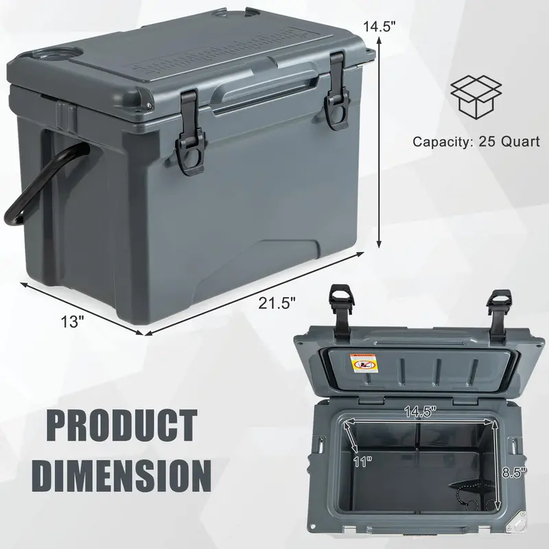 Heavy-Duty Insulated Hard-Sided Cooler with Portable Handles