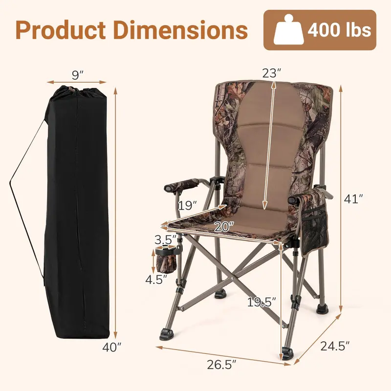 Heavy-Duty Lawn Chair – 400 lb Capacity with Padded Armrests & Removable Covers
