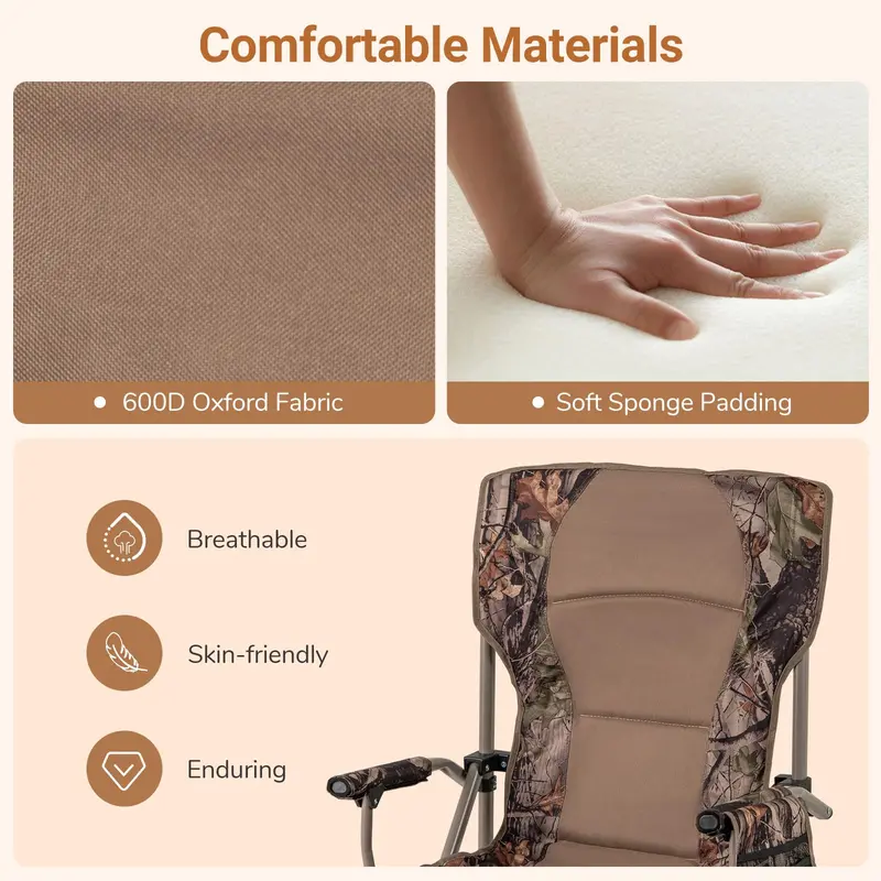 Heavy-Duty Lawn Chair – 400 lb Capacity with Padded Armrests & Removable Covers