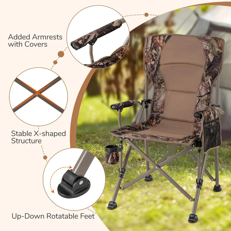 Heavy-Duty Lawn Chair – 400 lb Capacity with Padded Armrests & Removable Covers