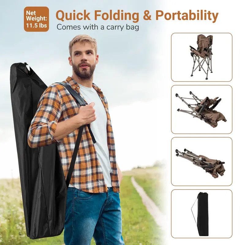Heavy-Duty Lawn Chair – 400 lb Capacity with Padded Armrests & Removable Covers