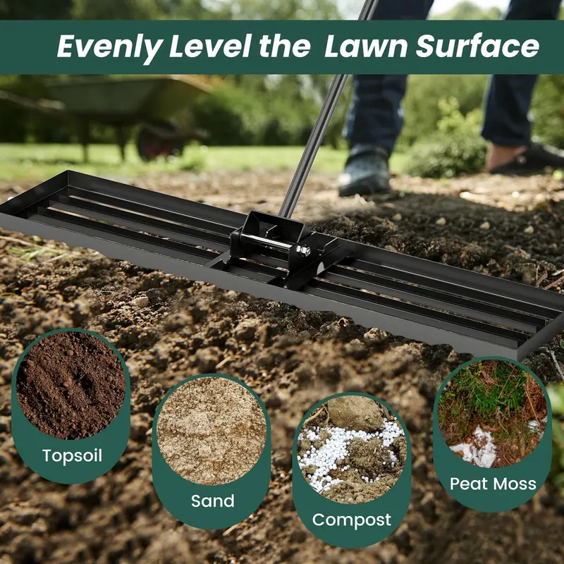 Heavy-Duty Lawn Leveling Rake – 46-Inch Wide Ergonomic Tool for Grading Soil and Preparing Seed Beds 2