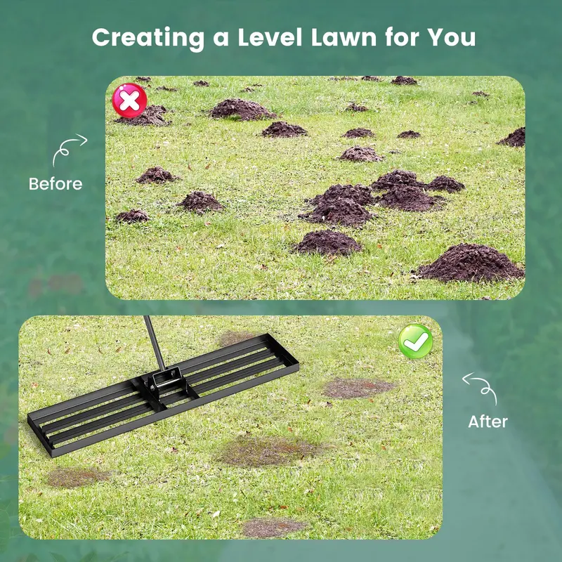 Heavy-Duty Lawn Leveling Rake – 46-Inch Wide Ergonomic Tool for Grading Soil and Preparing Seed Beds