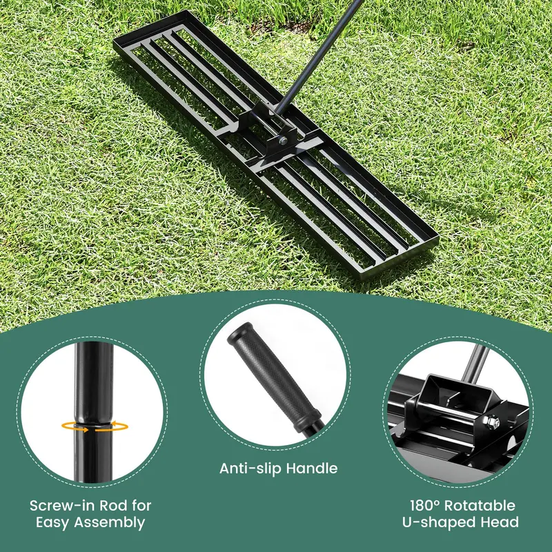 Heavy-Duty Lawn Leveling Rake – 46-Inch Wide Ergonomic Tool for Grading Soil and Preparing Seed Beds
