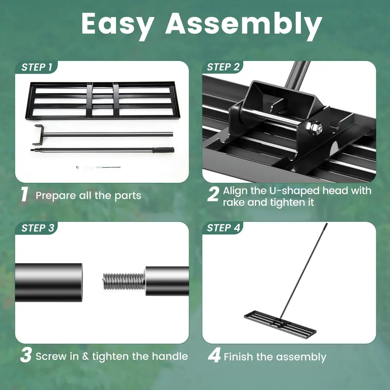 Heavy-Duty Lawn Leveling Rake – 46-Inch Wide Ergonomic Tool for Grading Soil and Preparing Seed Beds