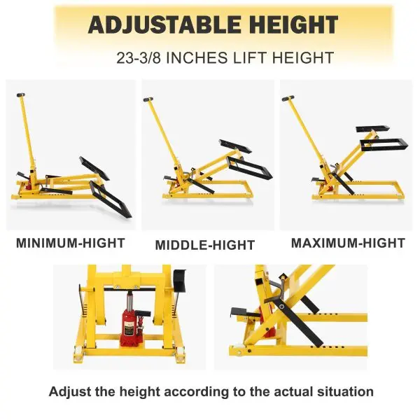 Heavy-Duty Lawn Mower Lift Stand – 26" Hydraulic Jack, 500-LB Capacity, Steel Construction for Riding Mowers & ATVs
