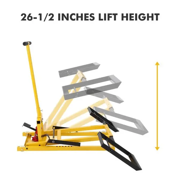 Heavy-Duty Lawn Mower Lift Stand – 26" Hydraulic Jack, 500-LB Capacity, Steel Construction for Riding Mowers & ATVs