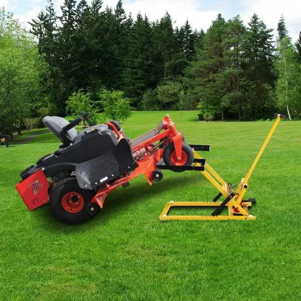 Heavy-Duty Lawn Mower Lift Stand – 26" Hydraulic Jack, 500-LB Capacity, Steel Construction for Riding Mowers & ATVs