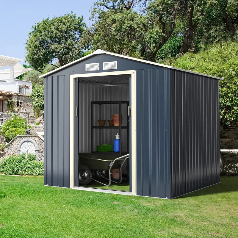 Heavy-Duty Metal Storage Shed – Outdoor 7'x6', 9'x6', or 9'x8' Building with Vents & Sliding Doors 2