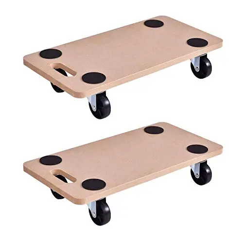Heavy-Duty Moving Dolly with 23" x 11.5" Wood Platform for Furniture & Appliance Transport