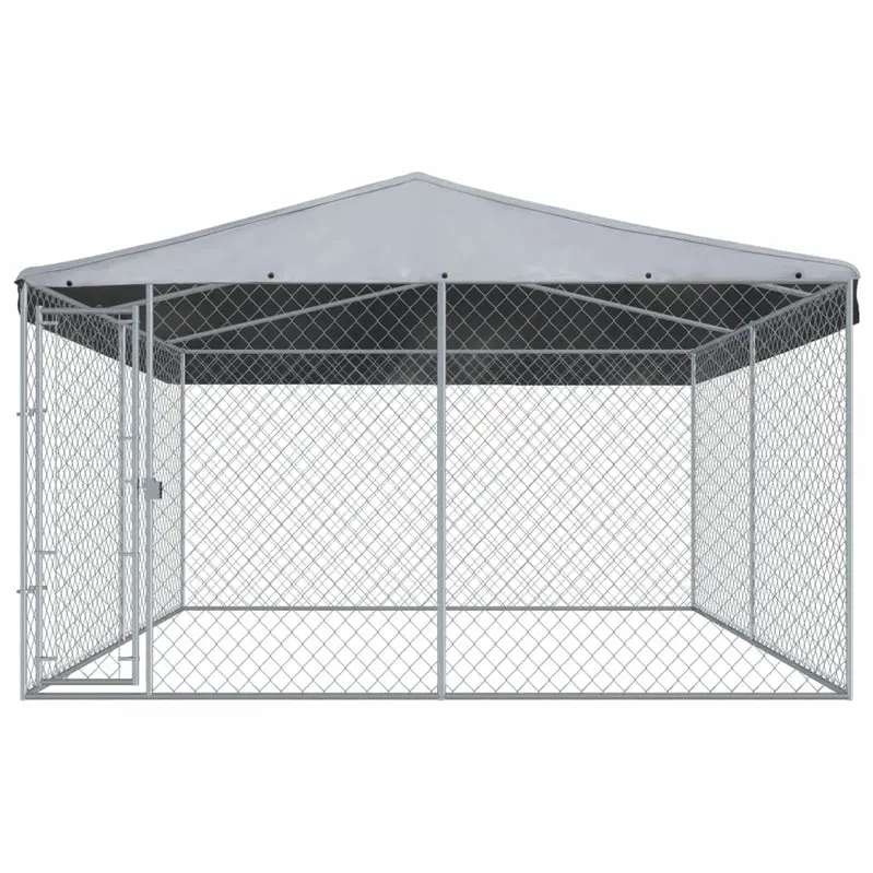 Heavy-Duty Outdoor Dog Kennel with Weatherproof Roof – 150.4 sq. ft. Enclosed Run Space