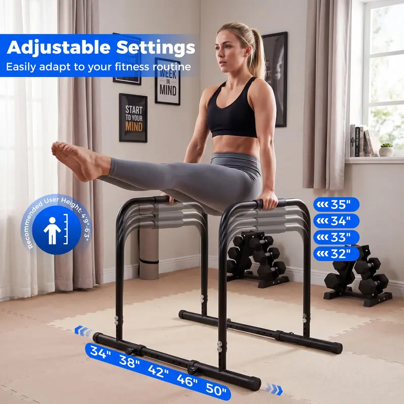Heavy-Duty Parallettes – 660-LB Load Capacity Dip & Push-Up Station