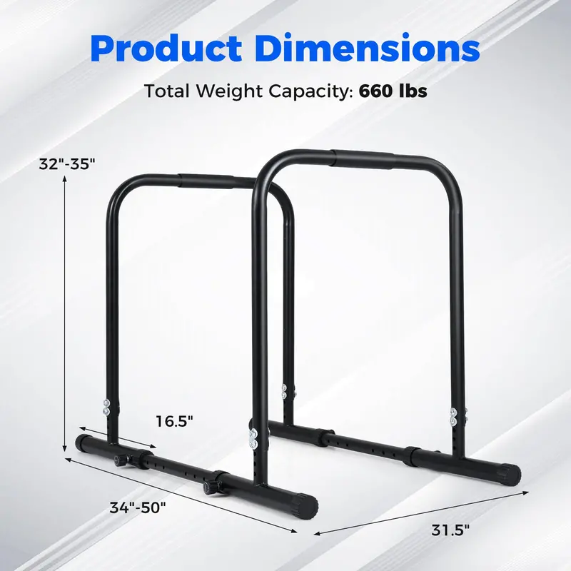 Heavy-Duty Parallettes – 660-LB Load Capacity Dip & Push-Up Station