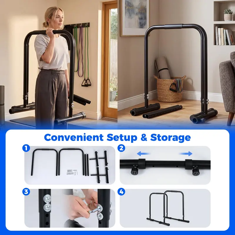 Heavy-Duty Parallettes – 660-LB Load Capacity Dip & Push-Up Station