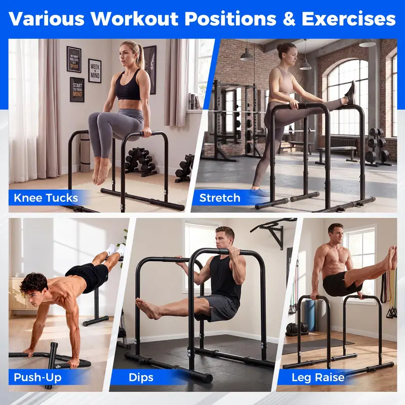 Heavy-Duty Parallettes – 660-LB Load Capacity Dip & Push-Up Station