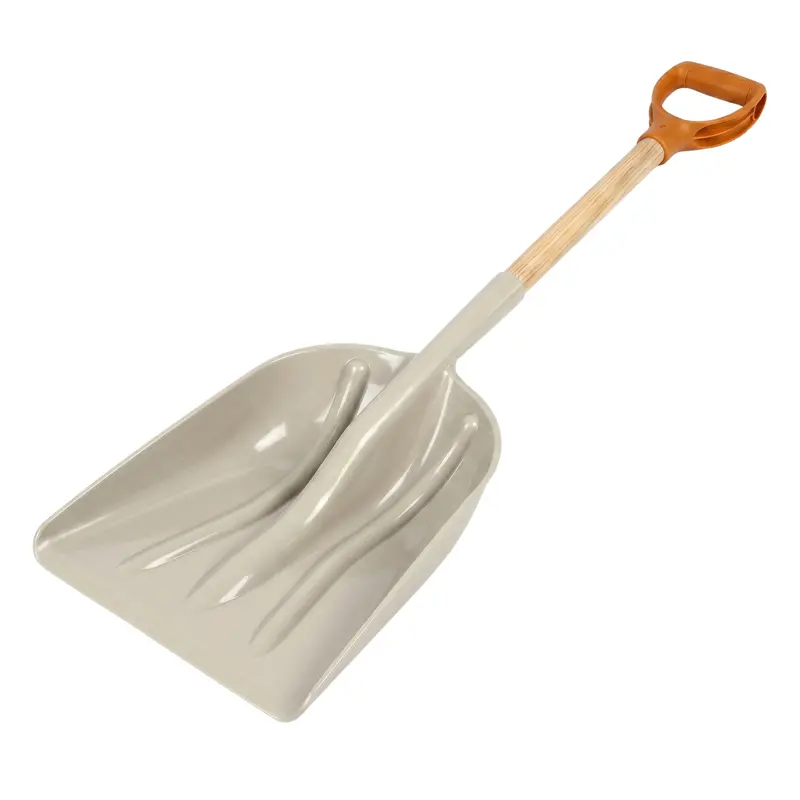 Heavy-Duty Poly Scoop Shovel with Solid Hardwood Handle for Soil and Mulch