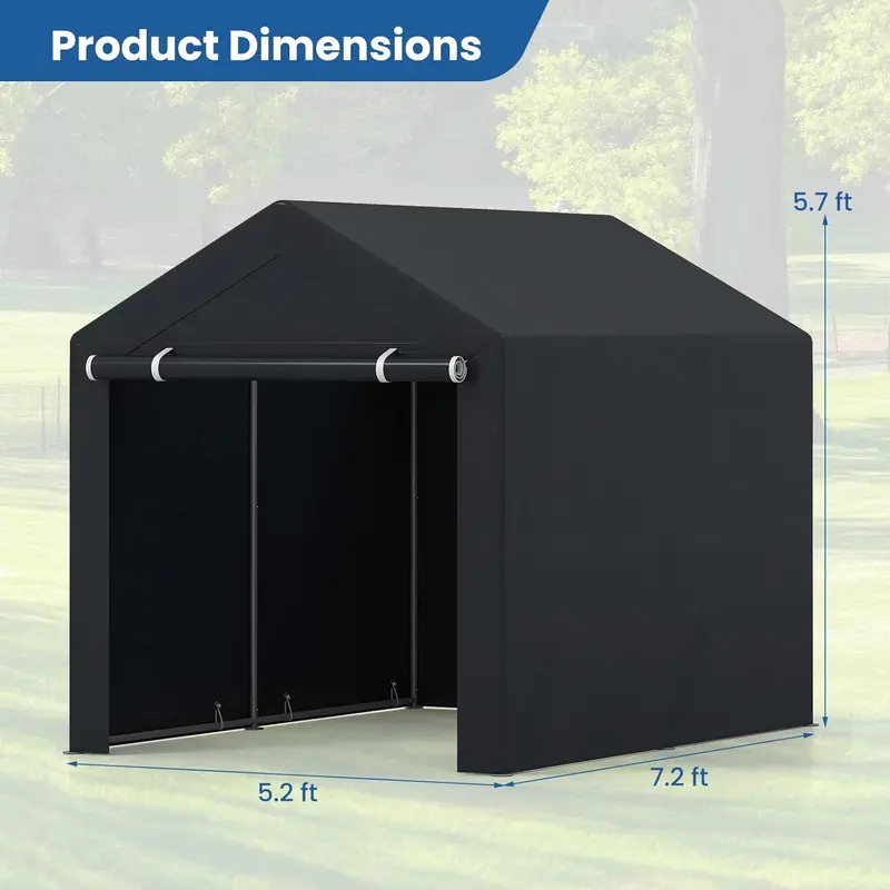 Heavy-Duty Portable Storage Shed – Waterproof Outdoor Carport & Garage Tent for Vehicles or Gear