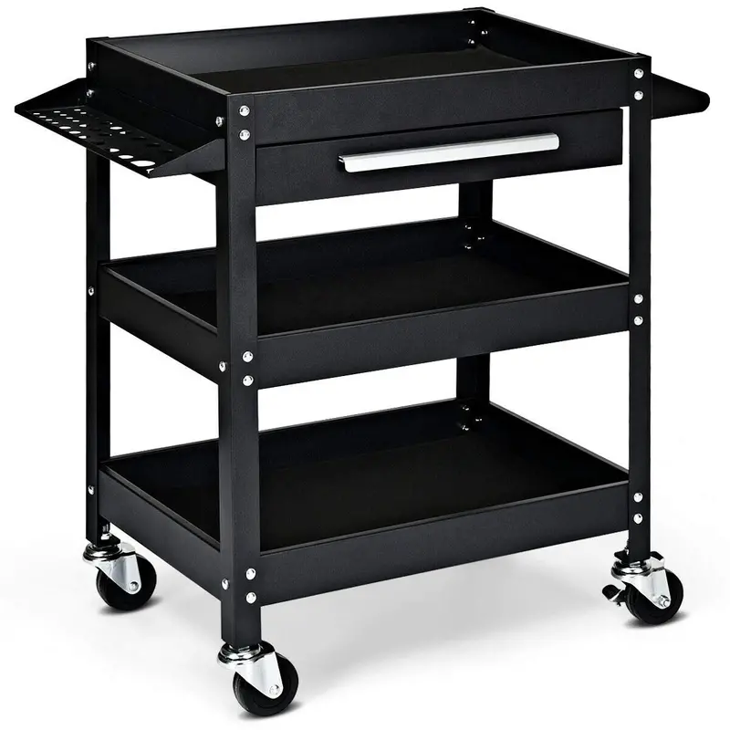 Heavy-Duty Rolling Tool Cart – 330-LB Capacity 3-Tier Mobile Workshop Organizer
