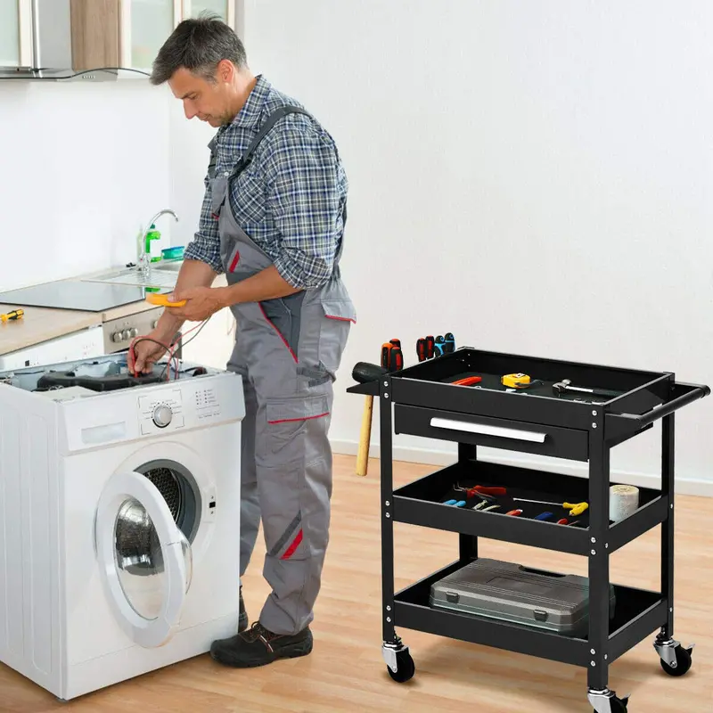 Heavy-Duty Rolling Tool Cart – 330-LB Capacity 3-Tier Mobile Workshop Organizer 2