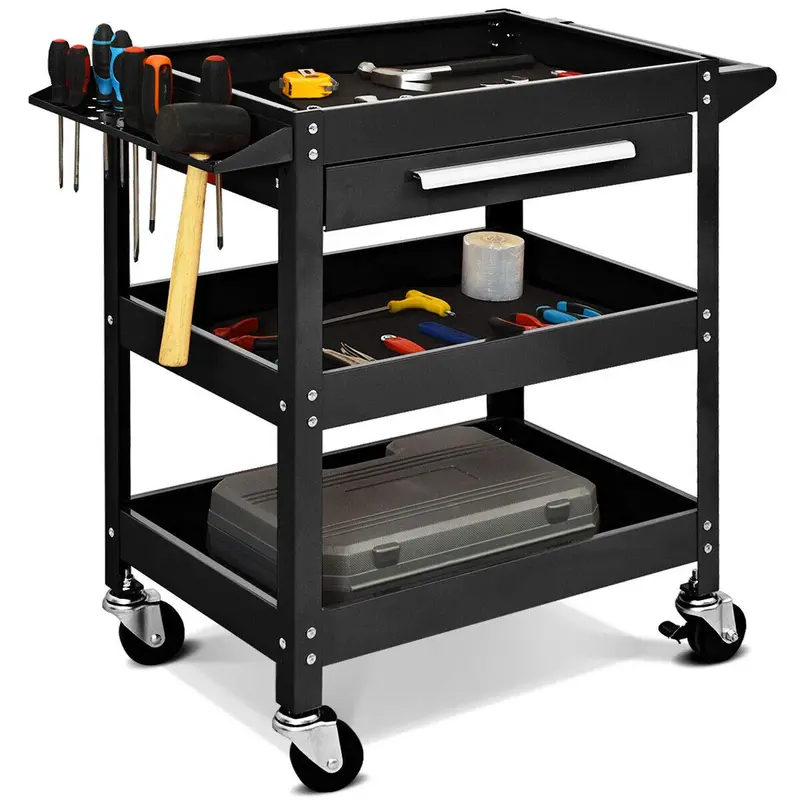 Heavy-Duty Rolling Tool Cart – 330-LB Capacity 3-Tier Mobile Workshop Organizer