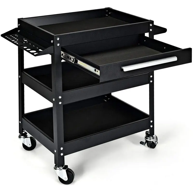 Heavy-Duty Rolling Tool Cart – 330-LB Capacity 3-Tier Mobile Workshop Organizer